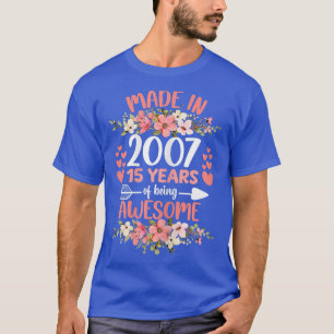 15 år gammal 15:e födelsedagen Born 2007 T Shirt