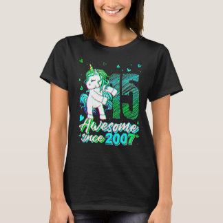 15 år gammal enhörning flossing 15-års födelsedag  t shirt