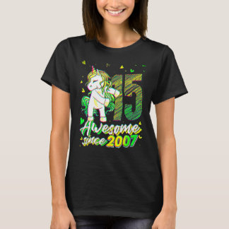 15 år gammal enhörning flossing 15-års födelsedag  t shirt