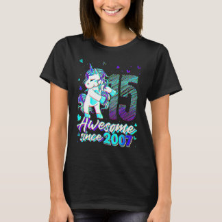 15 år gammal enhörning flossing 15-års födelsedag t shirt