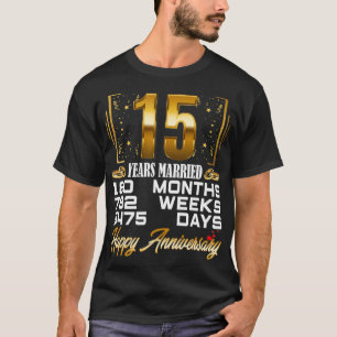 15 år med gift 15 Bröllop-årsdag T Shirt