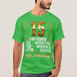 15 år med gift 15 Bröllop-årsdag T Shirt