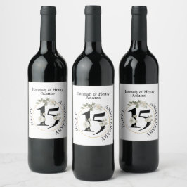 15-årig årsmärkning Vin Vinflaska Etikett