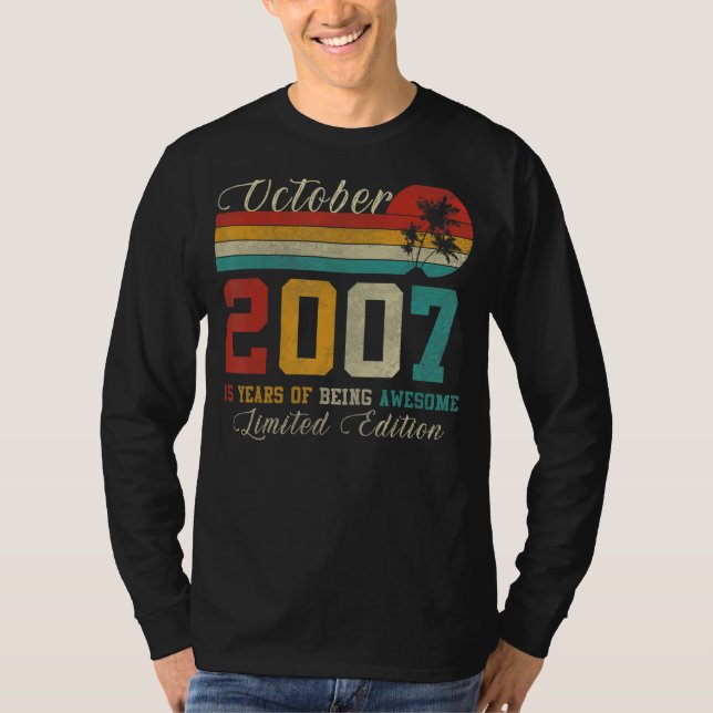15-åriga oktober 2007 15:e födelsedagen t shirt (Framsida)