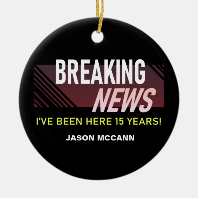 15 års arbetsårsdag 15:e anställningstid julgransprydnad keramik (Framsidan)