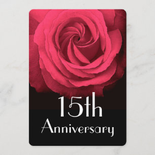 15-års bröllopsdag Ruby Red Rose A02D Inbjudningar