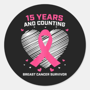 15 års cancerfria gåvor 15 års bröstcancer S Runt Klistermärke