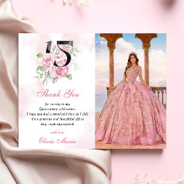 15-års födelsedags Quinceanera Blommig Tacksamhets Inbjudningar