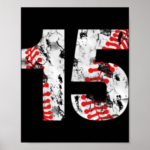 15 års gamla gåvor nummer 15 Baseball 15:e födelse Poster