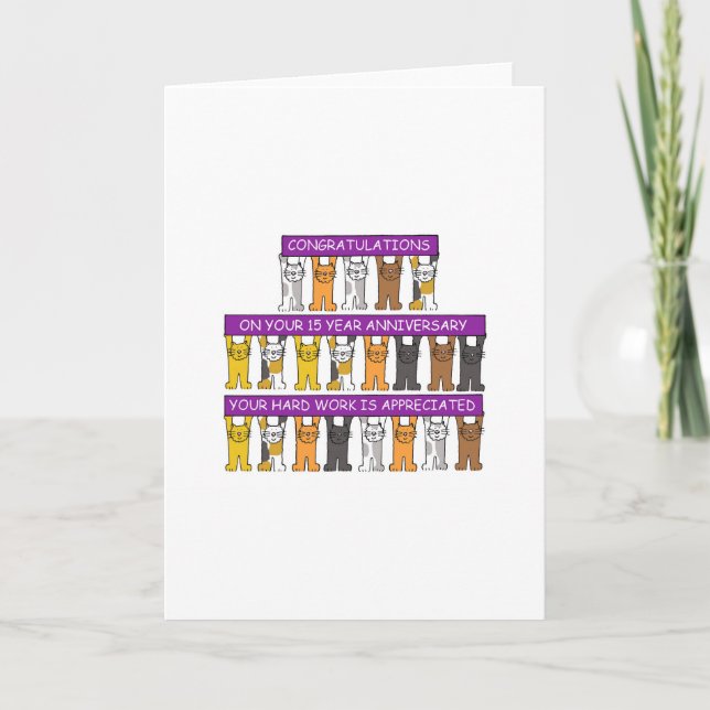 15 års Grattisar på arbetsårsdagen för matsalar Kort (Framsida)
