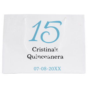 15-års Quinceanera födelsedag blå svart fet boksta