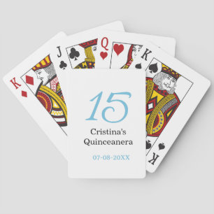 15-års quinceanera födelsedag blå svart fet boksta casinokort
