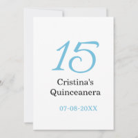 15-års quinceanera födelsedag blå svart fet boksta