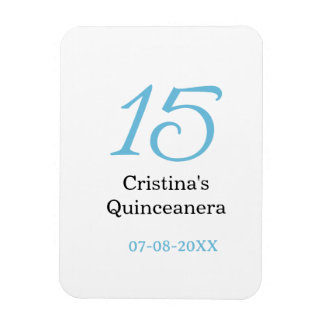 15-års quinceanera födelsedag blå svart fet boksta magnet