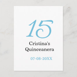 15-års quinceanera födelsedag blå svart fet boksta vykort