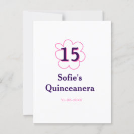 15-års Quinceanera födelsedag rosa lila datum Vykort