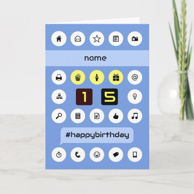 15-årsdag för att lägga till namn personlig-databe kort (Framsida)