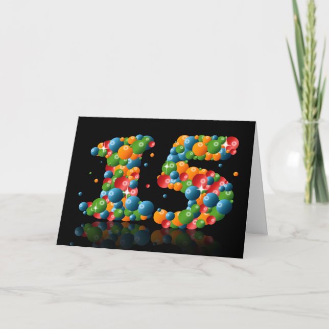 15-årsdag med siffror från bollar kort (Framsida)