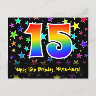 15-årsdag: Roliga stjärnor Mönster, Regnbåge 15, N Vykort