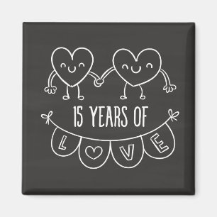 15-årsjubiléet Gift Chalk Hearts Magnet