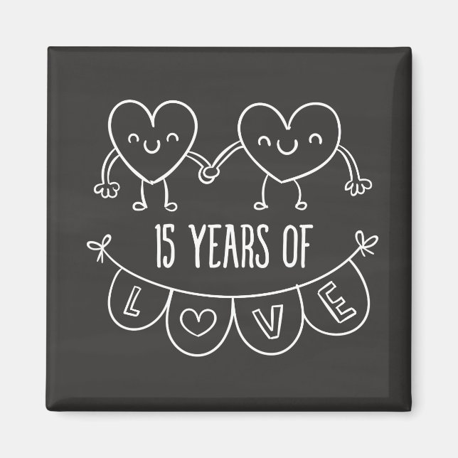 15-årsjubiléet Gift Chalk Hearts Magnet (Framsidan)