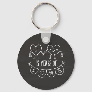 15-årsjubiléet Gift Chalk Hearts Nyckelring