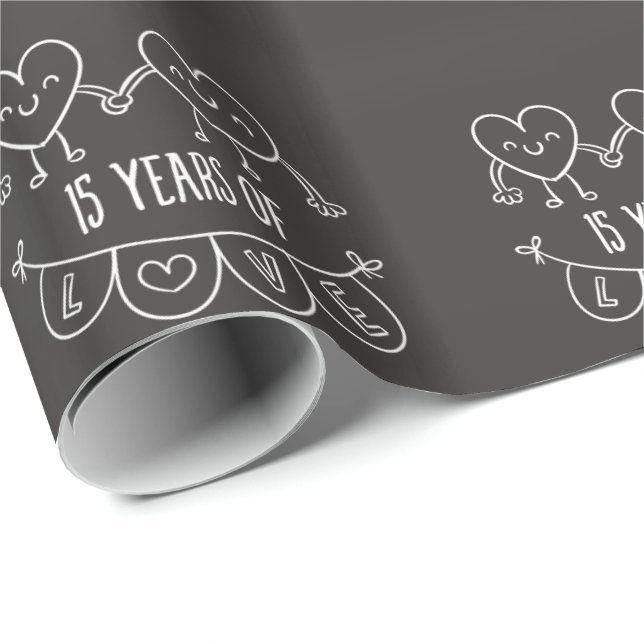15-årsjubiléet Gift Chalk Hearts Presentpapper (Rullad Hörn)