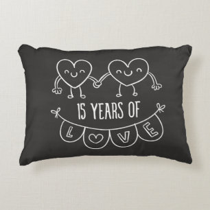 15-årsjubiléet Gift Chalk Hearts Prydnadskudde