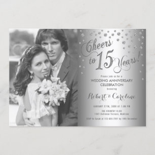 15-årsjubileum med foto - diamant silver inbjudningar