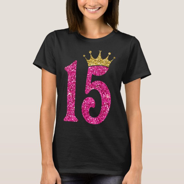 15-årsjubileum Rosa vid 15:e födelsedag drottningf T Shirt (Framsida)