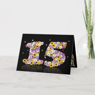 15-årskort med brev i blomsterodling kort