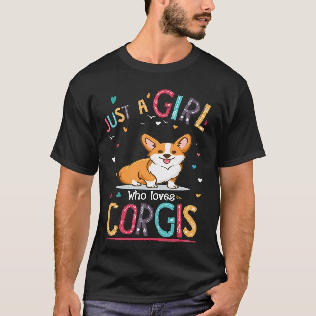 15 Bara en flicka som Kärlek Corgi T Shirt (Framsida)