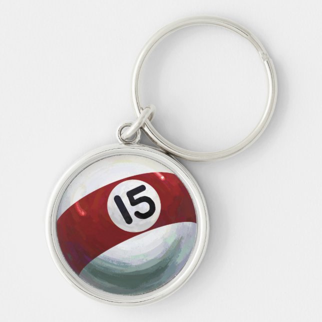 15 Boll Rund Silverfärgad Nyckelring (Framsidan)