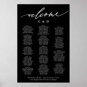 15 bord Black Calligraphy Bröllop Välkomstplats Poster