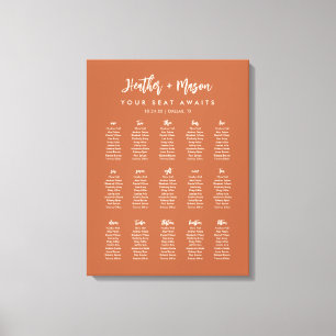 15 Bord Boho Rust Earthy Bröllop Sittdiagram Canvastryck