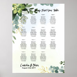 15 Bord Bröllop-sätesdiagram Greenery Eucalyptus Poster