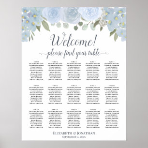 15 Bord Dusty Blue Grått Ro Sittdiagram Poster