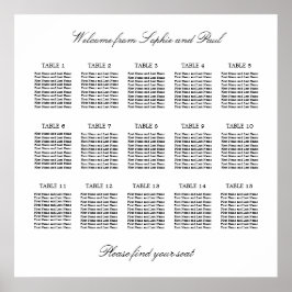 15 Bord Elegant Minimalistisk Placeringsplan Poster