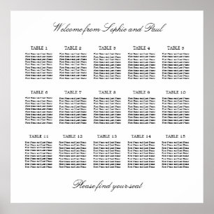15 Bord Elegant Minimalistisk Placeringsplan Poster