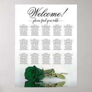 15 Bord Emeraldgrön Ros Bröllop Placerings Kort Poster