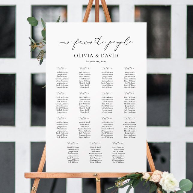 15 Bord Enkel Vår Favoritpersoner Placeringsplan Poster (Skapare uppladdad)