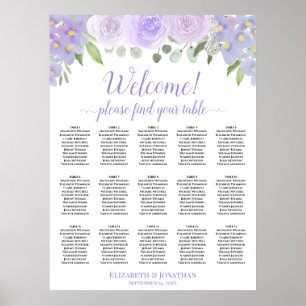 15 Bord Lavendel Rosor Boho Bröllops Sittplatskart Poster