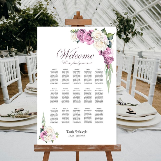 15 Bord Rosa Vit Ros Blommig Placeringsplan Poster (Skapare uppladdad)