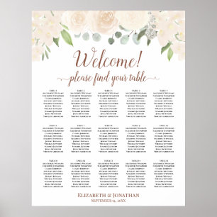 15 Bord sittplatsplan för Peach Ro Bröllop Poster
