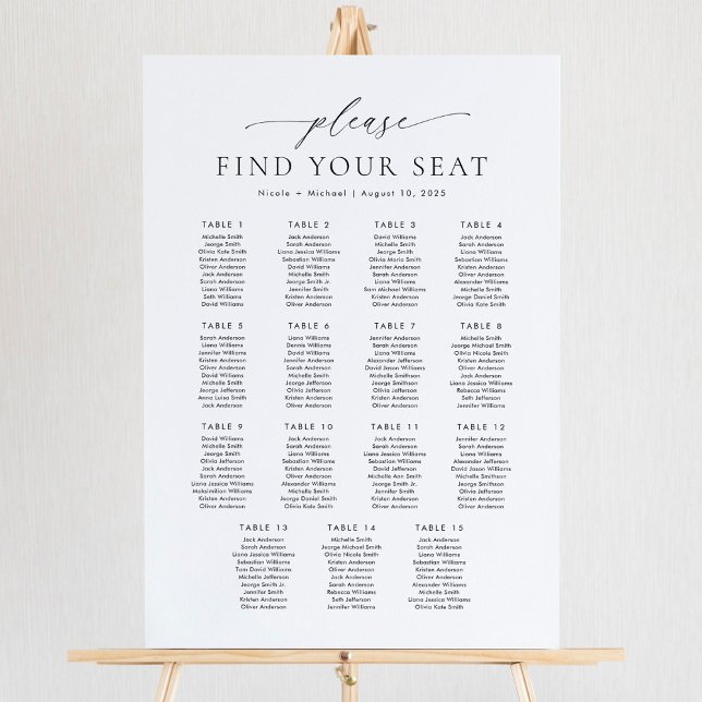 15 Bord Vänligen hitta din plats Placeringsplan Poster (Skapare uppladdad)