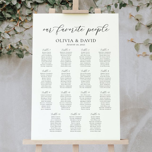 15 Bord Vår Favoritpersoner Placeringsplan Poster (Skapare uppladdad)