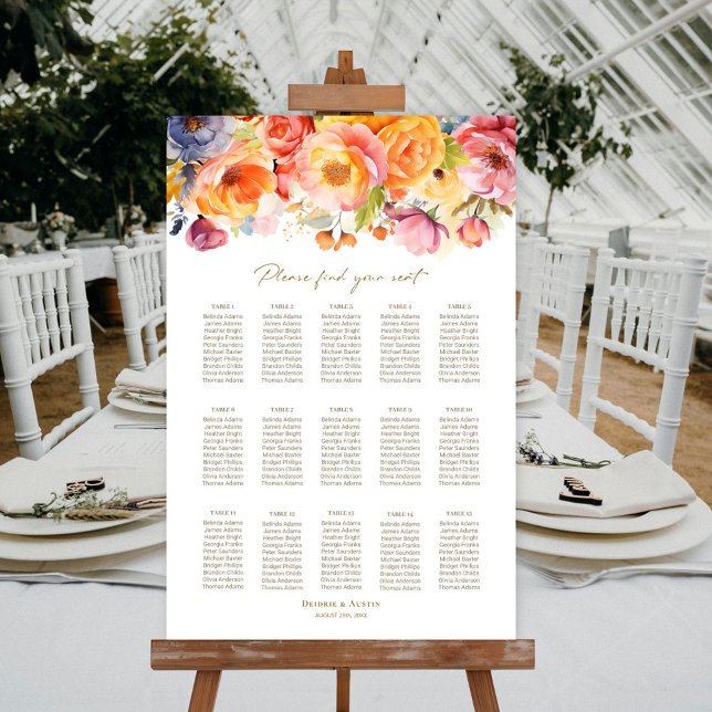 15 Bord Vårblommig Bröllops Sittplatsschema Poster (Skapare uppladdad)