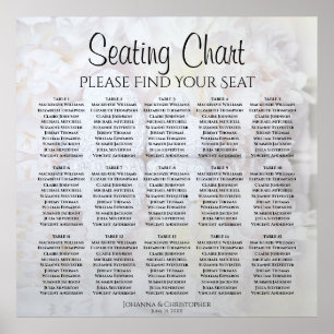 15 Bord Vita reflektioner Bröllop Sittdiagram Poster