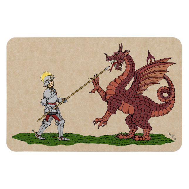 15:e århundradet Saint George och Dragon Magnet (Horisontell)
