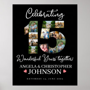 15:e Bröllop-årsdagen Foto Collage party-signatur Poster